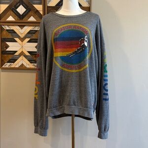 Aviator Nation Relaxed Crew Sweatshirt Heather Grey Aspen Colorado Unisex Large